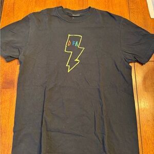 Black Short-Sleeve T-Shirt with Neon Lightning Graphic
